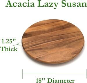Lipper 18 Inch Acacia Wood Lazy Susan Turntable Serving Board NIB